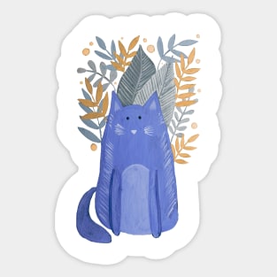 Cat and foliage - pastel autumn Sticker